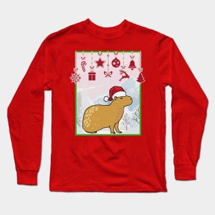 Capybara Christmas Funny Long Sleeve T-Shirt